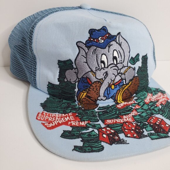 Supreme Light Blue ELEPHANT MESH Back Trucker Hat Cap - Picture 2 of 10